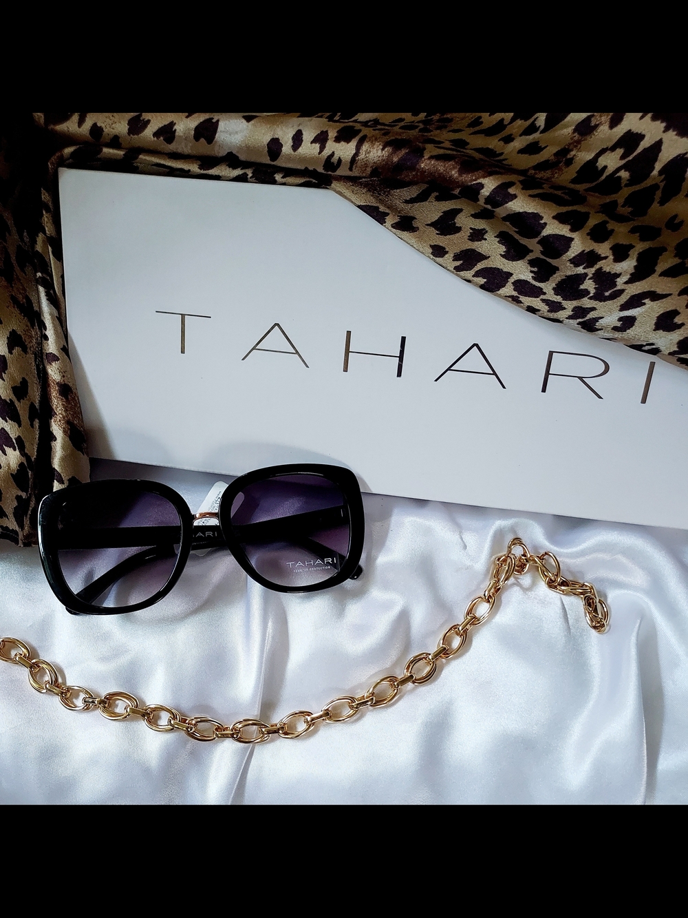 Tahari Black Sunglasses with Purple Gradient Lenses